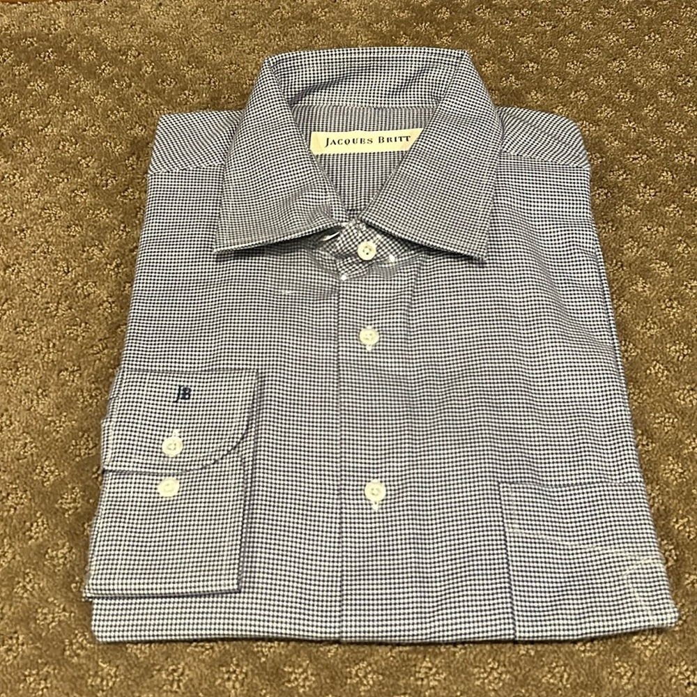 NWT Men’s Jacques Britt European Men’s Houndstooth Button Down Shirt Size XL